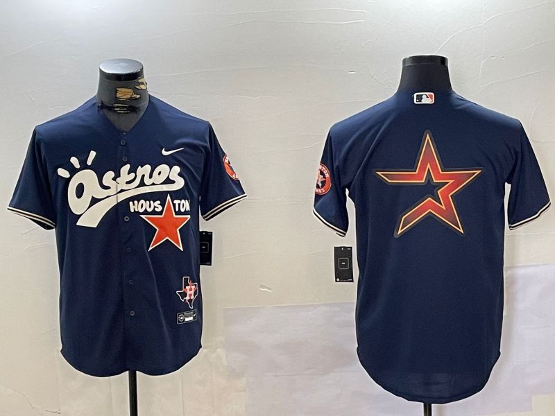 Men Houston Astros Blank Blue Second generation joint name Nike 2024 MLB Jersey style 3->->MLB Jersey